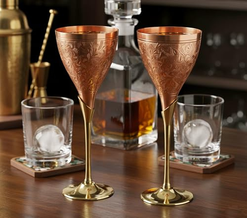 eSplanade Kupfer Champagnerglas reines reines Messing überzogenes Weinglas Standard Kupfer