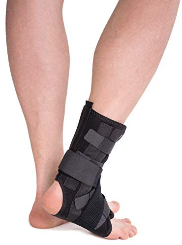 Ankelbandage med 5 ankelförstärkningar till vänster eller höger ben X-Large svart | Justerbara remmar, för kvinnor och män, på vänster eller höger fot, för stabilisering vid sport och i vardagen