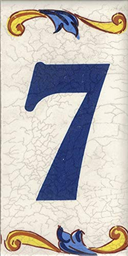 Numero Civico Esterno Moderno in Ceramica - Design 'Craquelé' - Nomi, Indirizzi e Segnaletica (Numero Sette '7')