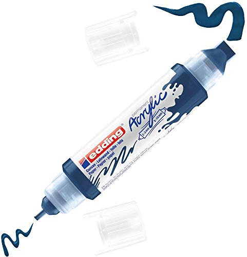 edding 5400 Pennarello Acrilico 3D Double Liner, Blu Notte, 1 Tubetto di Vernice Acrilica, Doppia Punta 2-3,5-10Mm, Pittura Acrilica per Tele, Tavole, Legno, Colori Impermeabili di Alta Qualità