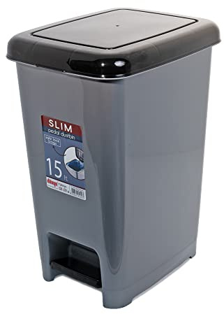 VR7 Slim Plastic Pedal Bin Home Bedroom Bathroom Kitchen Rubbish Dustbin (15L)