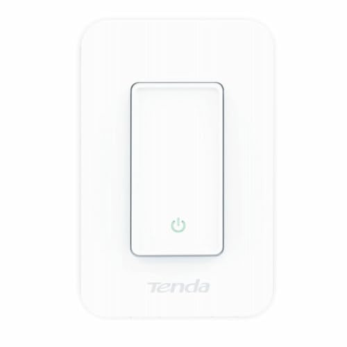 Tenda SS3 Smart Light Switch, 2,4 GHz Wi-Fi Light Switch, Single Pole, behöver neutral kabel, i väggdimmerswitch, med Alexa och Google Home, fjärrstyrning och timer, inget hubbled, vit, 1 växel