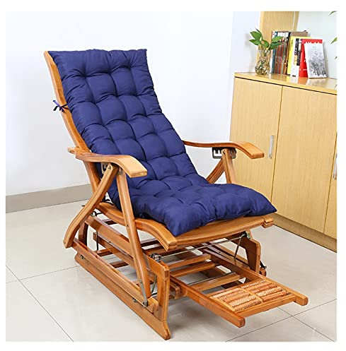 Liegender Gartenstuhl Liegen Schaukelstuhl Holz Garten Schwingstuhl,​Relaxstuhl Relaxsessel Schaukelsessel Schwingsessel,90-170 ° verstellbares Fußmassagegerät - 5 Stufen einstellbar ( Color : Blue )