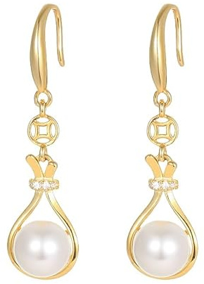 GRGFG Damen Fallen Ohrringe, Hängende Goldene Creolen Mit Wassertropfen Zirkonia Anhänger, S925 Silber Baumeln Ohrringe, Eleganter Silberschmuck Für Frauen
