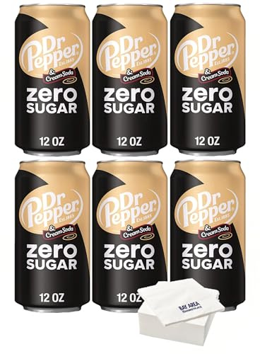 Dr Pepper 12oz. can (pack of 6) (Cream Soda Zero Sugar) with Bay Area Marketplace Napkins