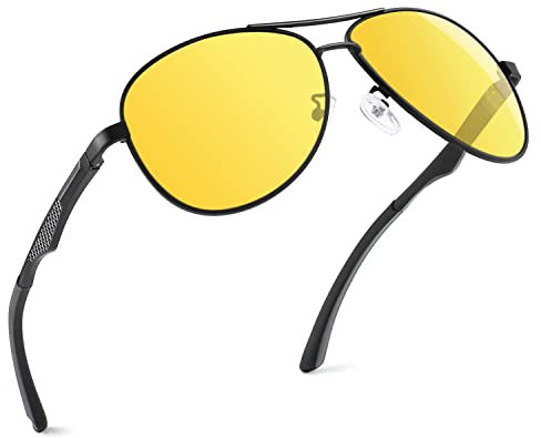 GQUEEN Occhiali Visione Notturna Uomo Donna Polarizzati Pilota Guida Premium Al-Mg,MOS1