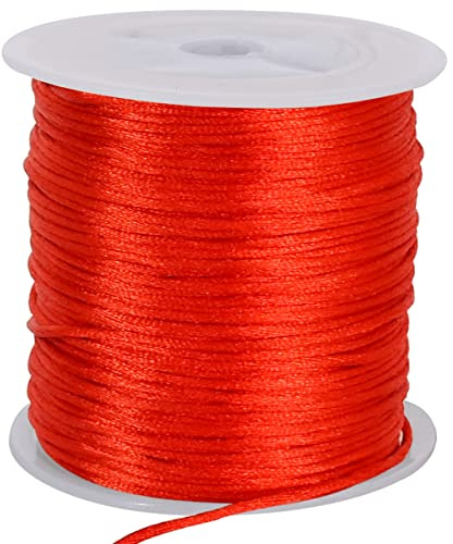 TONIFUL 1.5mm x 50 Yards Red Nylon Cord Satin String for Bracelet Jewelry Making Rattail Macrame Trim Cord Necklace Bulk Beading Thread Kumihimo Chinese Knot Craft