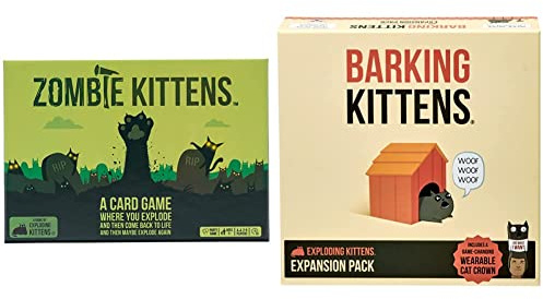 Exploding Kittens Zombie Kittens & Barking Kittens Expansion Pack by Card Games for Adults Teens & Kids - Fun Family Games - A Russian Roulette Card Game