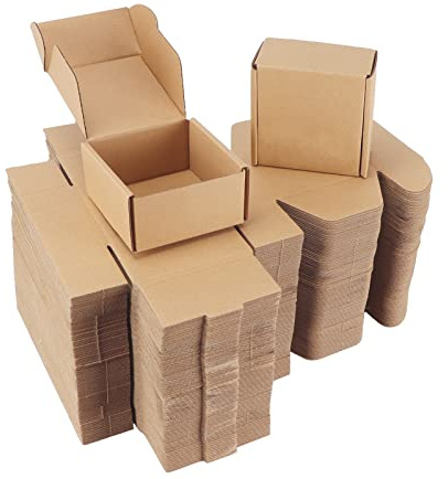 PHAREGE 4x4x2 inch Shipping Boxes Bulk 100 Pack Brown, Tab Lock Tuck Top Mailer Boxes for Packaging Small Business, Small Cardboard Gift Boxes for Wrapping Mailing Present