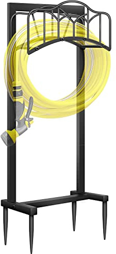 Shomextol Garden Hose Holder -Upgraded Hose Holder Holds 100-feet Hose,Freestanding Heavy Duty Hose Hanger,Sturdy Hose Stand for Lawn & Yard,Black