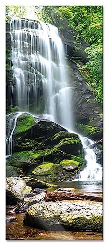 Pixxprint Glasbild Panorama, Wandbild aus Echtglas, Wasserfall, 100x40 cm, inkl. Aufhängung und Abstandshalter