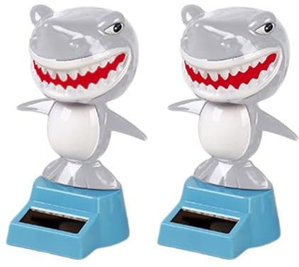 Uposao Shaking Head Shark Auto Armaturenbrett Dekoration Solar Wackelkopf Puppe Schwingenden Kopfschütteln Spielzeug Niedlich Tanzende Figur Desktop Ornament Für Die Fensterbank,Auto,Büro,Schreibtisch