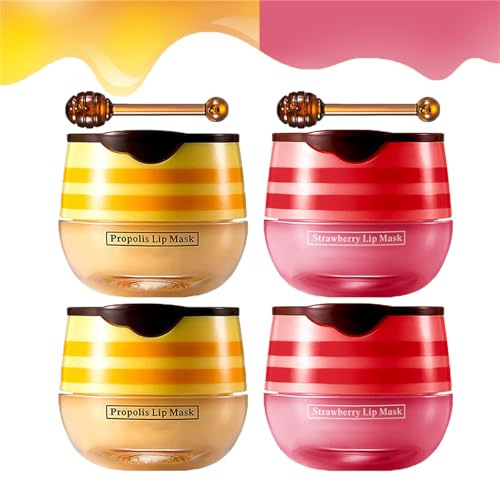 Julia's Bees - Julia's Bees Lip Balm, Bee Lip Balm Honey Pot, Honey Pot Lip Balm, Honey Bee Lip Balm with Applicator, Moisturizing Lip Balm Reduce Lip Lines (4 MX)