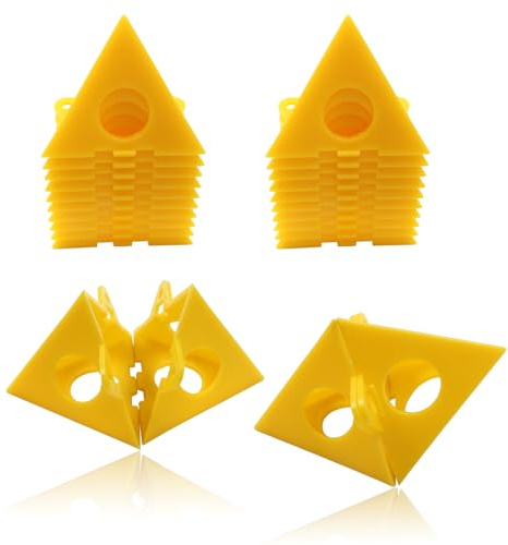 Moicstiy 50 Pack Pyramid Plastic Painting Stand Mini Cone Paint Stands Paint Canvas Support Stands for Canvas Painter Elevated(Yellow)