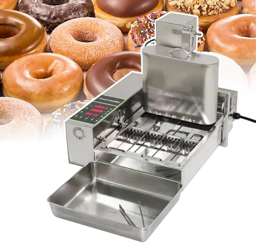 Friteuse à beignets numérique commerciale-Machine automatique fabrication beignets avec épaisseur réglable-360 beignets/h–Trémie en acier inoxydable 5,5 L,friteuse à beignets professionnelle