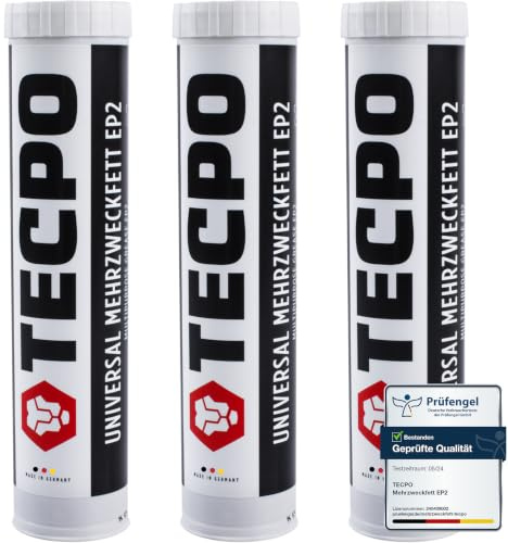TECPO Universal Mehrzweckfett EP2 400g Kartusche Schmierfett, Lithiumfett, Universalfett, KFZ-Schmierung, wasserbeständig, KP2K-30 Lithium Fett (3x 400g)