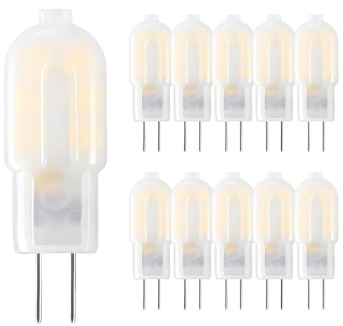 HUAMu G4 LED Lampen 2W, entspricht 20W Halogenbirne, kaltweiß 6000K, 200LM Energiesparlampe, kleine LED Birne G4, kein Flackern, nicht dimmbar, 10er Set
