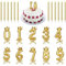 OT-NVWOZR Lot de 22 bougies d'anniversaire en forme de chiffres, couronne et gâteau long fin, 0 à 9, dorées, décoration pour anniversaire, jubilé, mariage