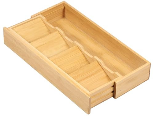 BAODBF Cutlery Drawer Organiser,Bamboo Cutlery Tray,Flatware Holder,Expandable Utensil Tray,40×34×6cm Expandable Silverware Organizer,Drawer Dividers for Kitchen Utensils