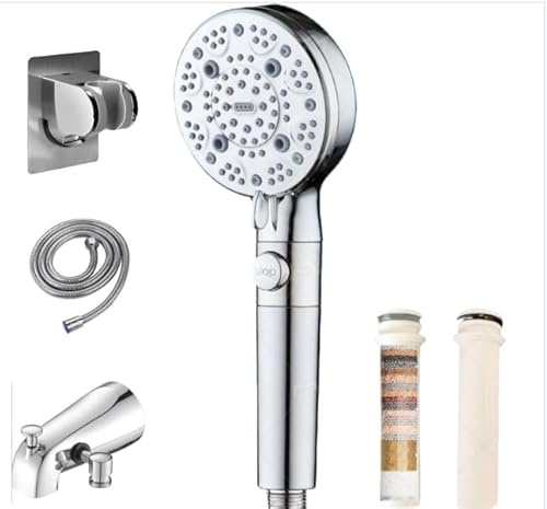 BathTub Spout with Diverter, 5+1 Settings HandHeld High Pressure Shower head, All Metal Tub Faucet with Sprayer