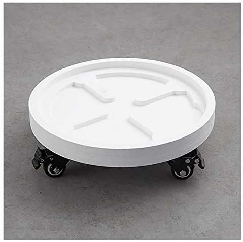 Chariot rond à roulettes pour pot de fleurs 40 cm plateau blanc chariot roulant sur roulettes