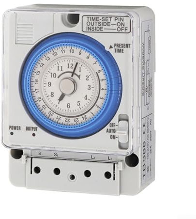 Interruttore di controllo del tempo TB388 Timer meccanico, ciclo di 24 ore, 96 gruppi di impostazioni, dimensioni compatte e prestazioni affidabili (12 V CA/CC)