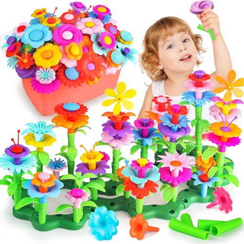 CENOVE Juguetes de Construcción para Jardín de Flores, DIY Ramo de Arreglo Floral Juegos Cumpleaños Regalo para Niñas de 3 4 5 6 años (135 PCS)