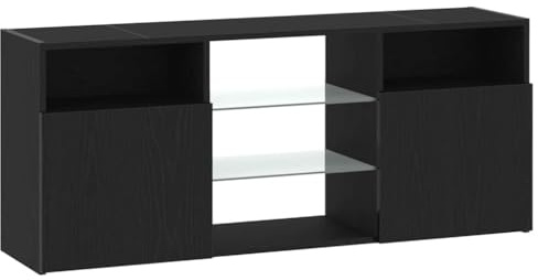 vidaXL TV-Schrank mit LED-Leuchten Schwarz Eichen-Optik 120x30x50 cm