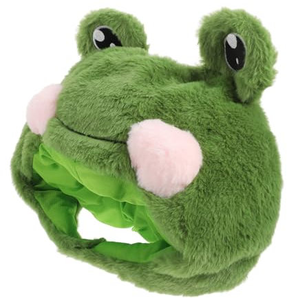 GALPADA Plüsch-frosch-haube Für Anpassbare Kopfbedeckung Weichem Material Für Fotoshootings Cosplay Und Besondere Anlässe Niedliches Design Grün