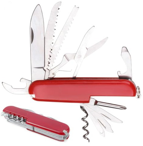 JAWUZ Coltellino tascabile 9 * 2.4 * 1.4CM coltello pieghevole Coltellino Svizzero,coltello tascabile coltello multiuso Campeggio,mini coltello 11 Funzioni (Rosso)