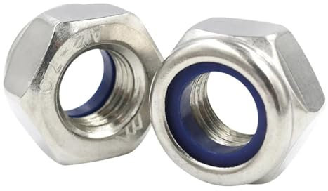 Generisch 1~10 Stück 304 A2 Edelstahl Feingewinde Sechskant Sechskant Nyloneinsatz Selbstsichernde Mutter M8 M10 M12 M14 M16M18M20 Steigung 1/1,25/1,5 mm(M14x1.5mm-2pcs)