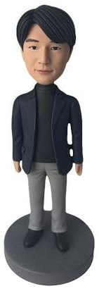 Bobblehead - Figura sofisticada personalizada para hombres, hecha a partir de tu foto, hombre con traje, regalo de arcilla hecho a mano para el día del padre, oficina, decoración del hogar
