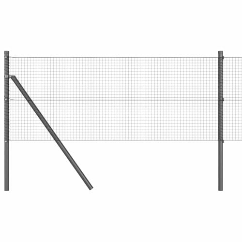 vidaXL Fence Post Grey 10 x 0.6 m (19 x 19 mm mesh) Steel and PVC, Garden and Terrace Fence Post, Durable Steel Barrier for Outdoor Security, Weatherproof and Powder-Coated Design