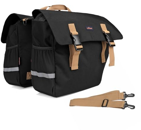 TOURBON Nylon Fahrrad Doppeltasche Große Fahrrad-Hecktasche mit Schultergurt Fahrradsitz-Kofferträger