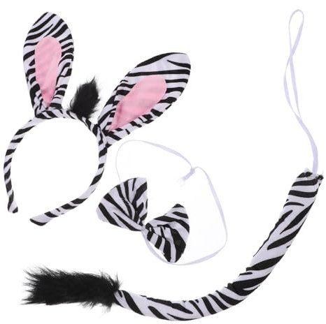 BESPORTBLE Zebra-kostümset Mit Stirnband Fliege Und Für Tier Cosplay Party Zubehör Elastisch Und Bequem Für Kostümpartys