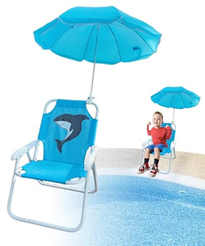 Zahoken Chaise de Plage avec Parasol | Chaise de Plage avec Parasol Résistant au Vent | Siège Portable Extérieur Voyage Sable pour Terrasse Pelouse Piscine Pique-Nique