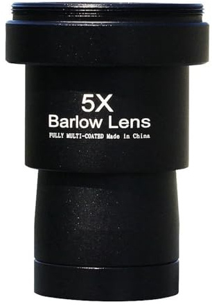 Zubehör für Teleskope Barlow 5X 1,25 Zoll mit Metallbeschichtung und Längenverlängerung für astronomische Teleskope mit M42-Kamera und T2-Gewinde