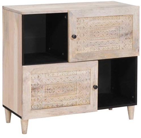 vidaXL Sideboard Vit 33,5 x 80 x 75 cm, Matrum, rektangulär skåp för förvaring, rustik träenhet, hållbar möbel, perfekt för inomhus