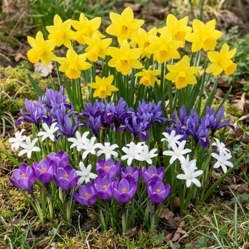Frühling Zwiebeln für Wildblumen - 60 Blumenzwiebeln Mehrjährig Winterhart | Frühlingsblüher Kollektion, Echte Pflanzen aus Holland, für Garten, Töpfe und Balkon (keine Samen, nicht künstlich)