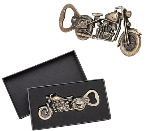 TRIXES Abridor de Botellas de Moto Retro Dorado – Caja de Regalo de Lujo – Regalo Ideal para Navidad, Día del Padre o Cumpleaños para Él/Ella
