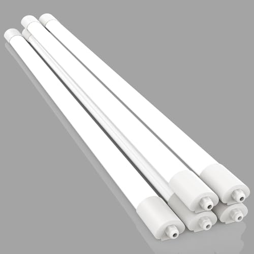 Amdelne LED Feuchtraumleuchte 150cm, mit 45W 4500LM Deckenleuchte Feuchtraum, Wasserfest Wasserdicht IP65 Verknüpfbar werkstattlampe, Neutralweiß 4000K, für Büro keller Garage Warenhaus