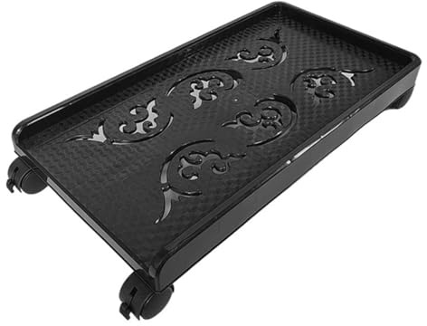 SEWACC Soporte para Torre de Computadora con Ruedas de Freno, Elevador de Host de PC de Plástico Negro 46x24,5x8 Cm, Base Móvil para Suelo y Escritorio, Soporte Reutilizable para CPU