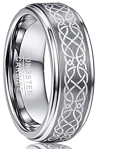VAKKI Comfort Fit Ring for Men Women 8mm Tungsten Carbide Engaegemnt Band Polished Finish Size S 1/2
