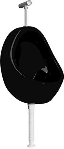 vidaXL Wall Hung Urinal with Flush Valve Ceramic Black