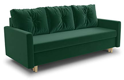 Sofnet - Schlafsofa Rico mit Bettkasten (Grün, Kronos 19) | Sofa mit Bettkasten, Veloursstoff, Bonell Federkern, Bettfunktion, Couch, Schlafsofa, skandinavisches Design
