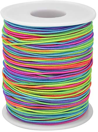 Dokpav Cordoncino Elastico, Cordone Arcobaleno, Cordone Perline, Cordoncino Artigianale, Fili Perline Nylon, Stringa Corda Multicolore per la Creazione di Gioielli, 1 mm X 100 m (Colorato)