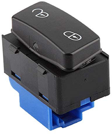 Yctze Bouton de commutation de verrouillage de porte 1T0962125B, bouton de commande de commutateur de déverrouillage de verrouillage de porte central ABS pour (noir et bleu)