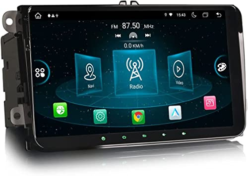 Erisin 8-Core 9 pollici Autoradio Android 14 con GPS per VW Passat Golf 5/6 Touran Skoda Seat Tiguan Jetta T5 Transporter Polo Supporta CarPlay DAB+ WiFi 4G FM Bluetooth A2DP RDS 4GB RAM+64GB ROM