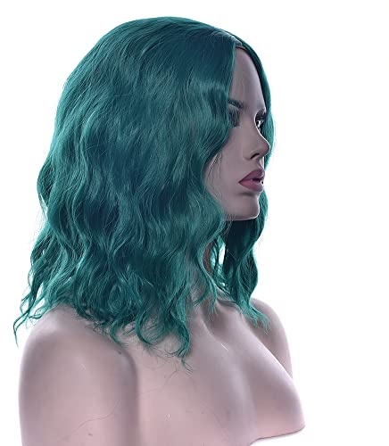 IMISSU Pelucas cortas de pelo rizado afro peluca de cosplay disfraz de Halloween sombreros de fiesta para mujer (Verde)