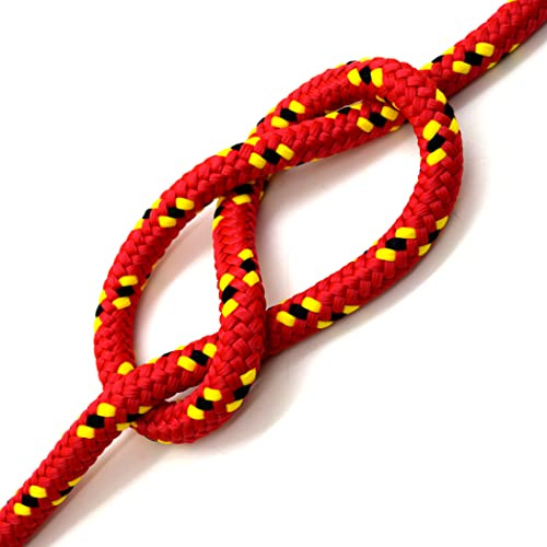 Red & Black Polypropylene Rope, Solid Braided Poly Rope Cord Twine for Boat Yacht Dock Line Camping Washing Line (6 mm x 3 metres / 9.8 ft)